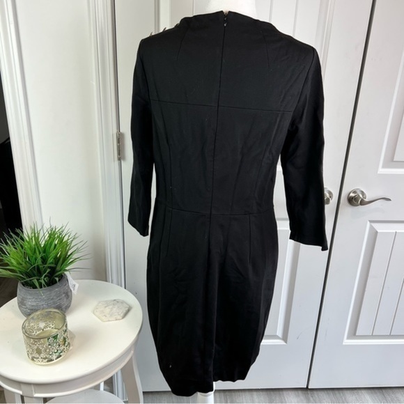 Tyler Boe Womens Sheath Dress Black Stretch Scoop Neck Back Zip Buttons M - Picture 7 of 12